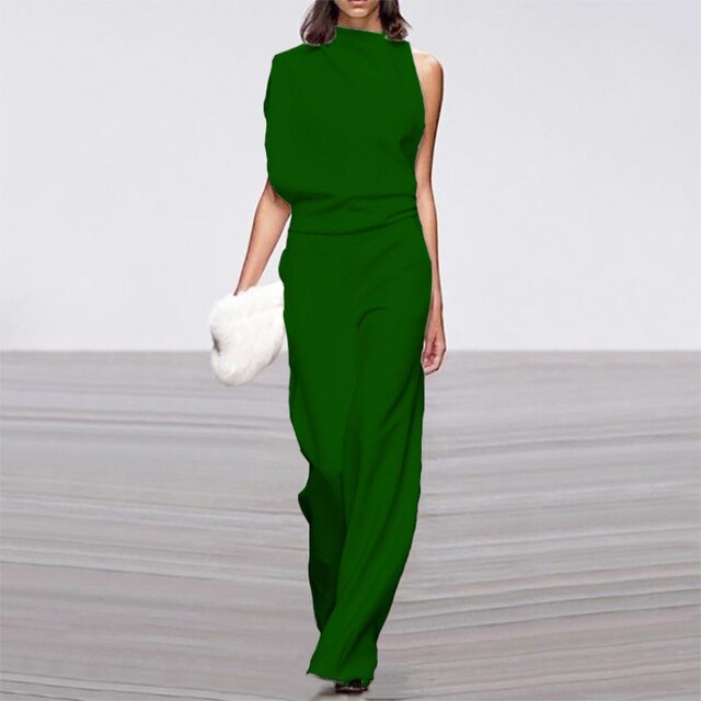 One-Shoulder Wide-Leg Jumpsuit Women's Chic Jumpsuit