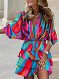 Women's Floral Print Mini Dress with Ruffle Hem