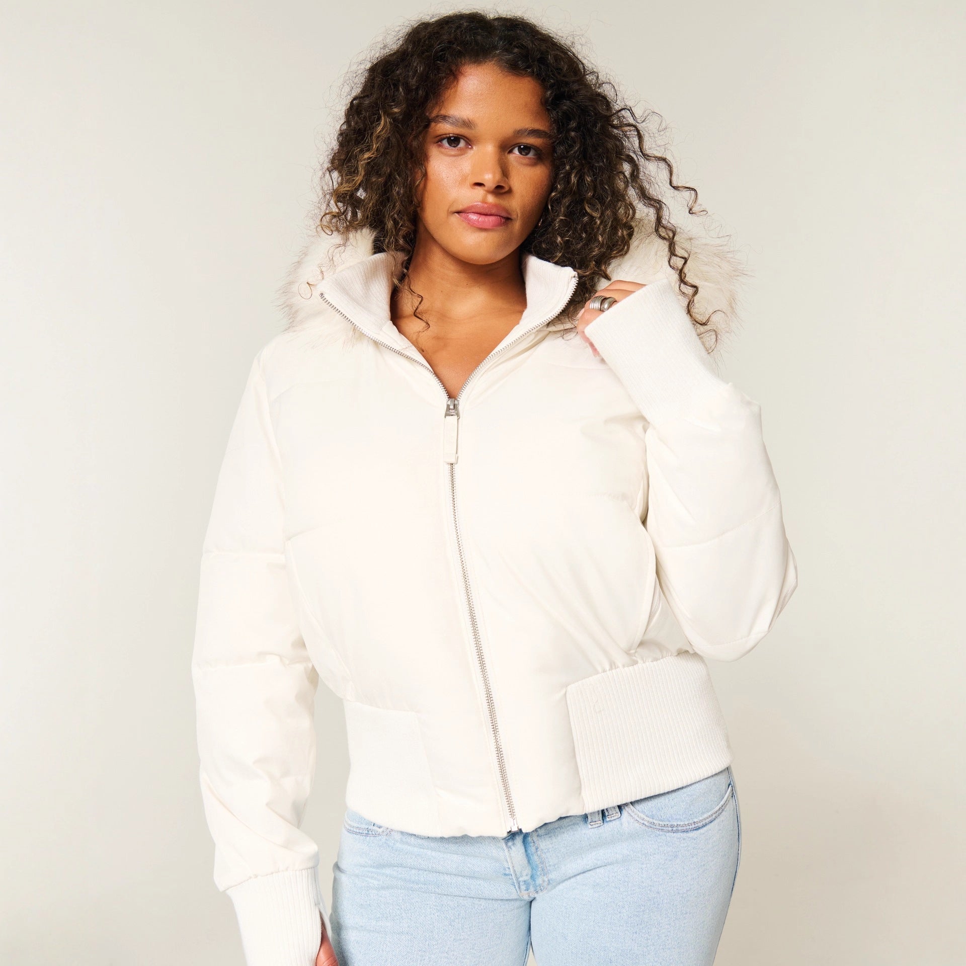Removable Hood Fur Collar Coat