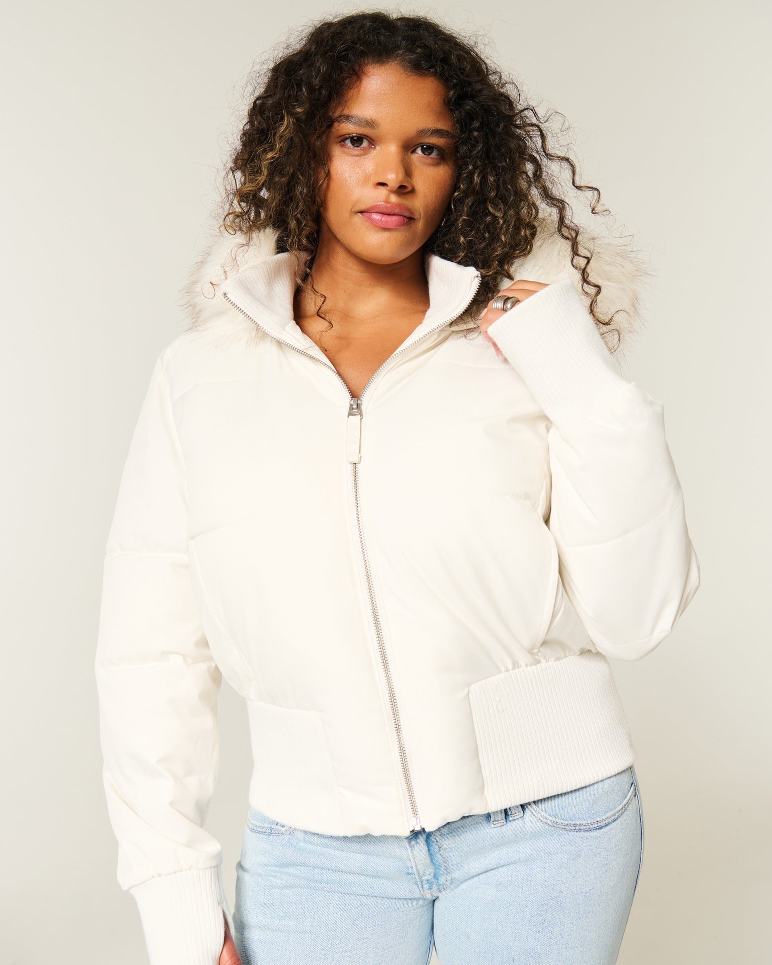 Removable Hood Fur Collar Coat
