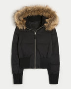 Removable Hood Fur Collar Coat