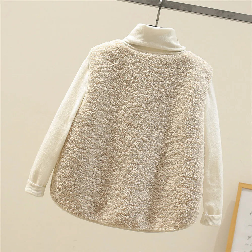 Sleeveless Sherpa Effect Wool Gilet
