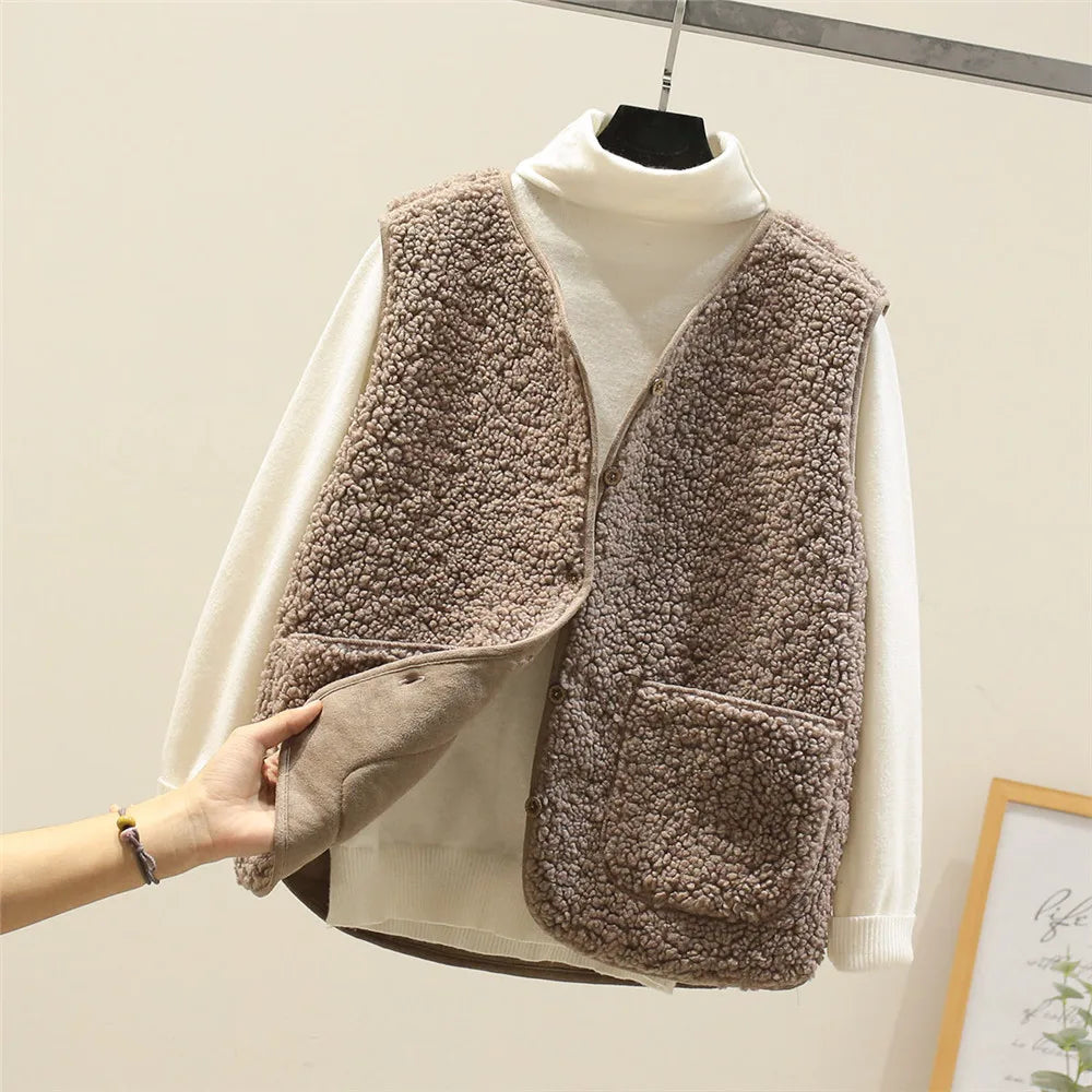 Mouwloos vest van Sherpa-effect wol