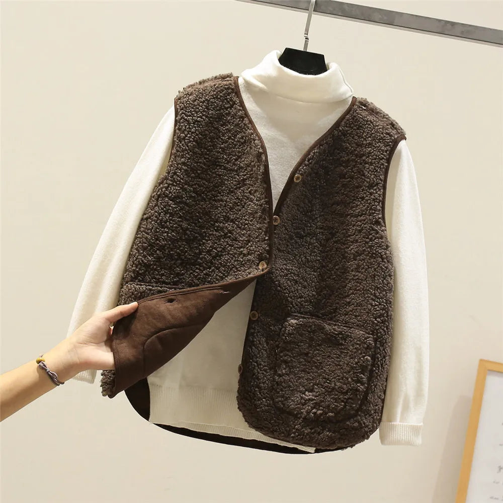Mouwloos vest van Sherpa-effect wol