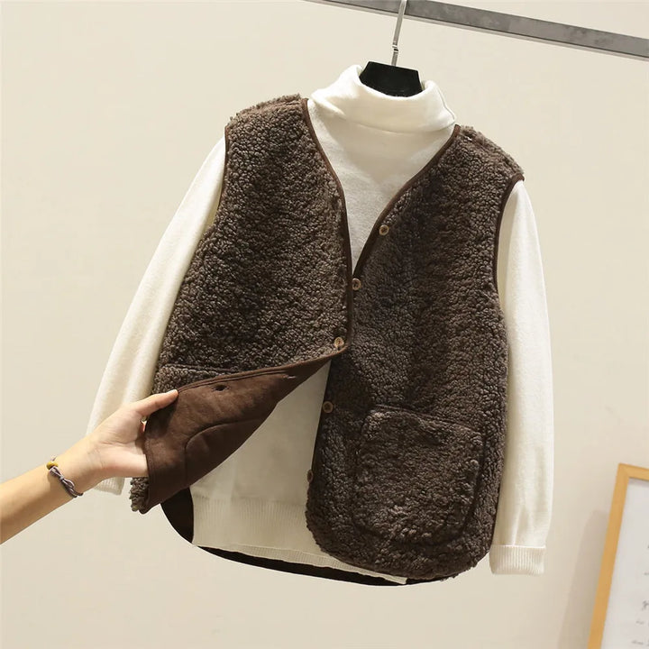 Mouwloos vest van Sherpa-effect wol