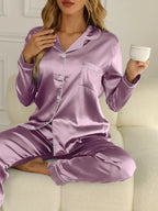 Women's Elegant Satin Pyjama Set