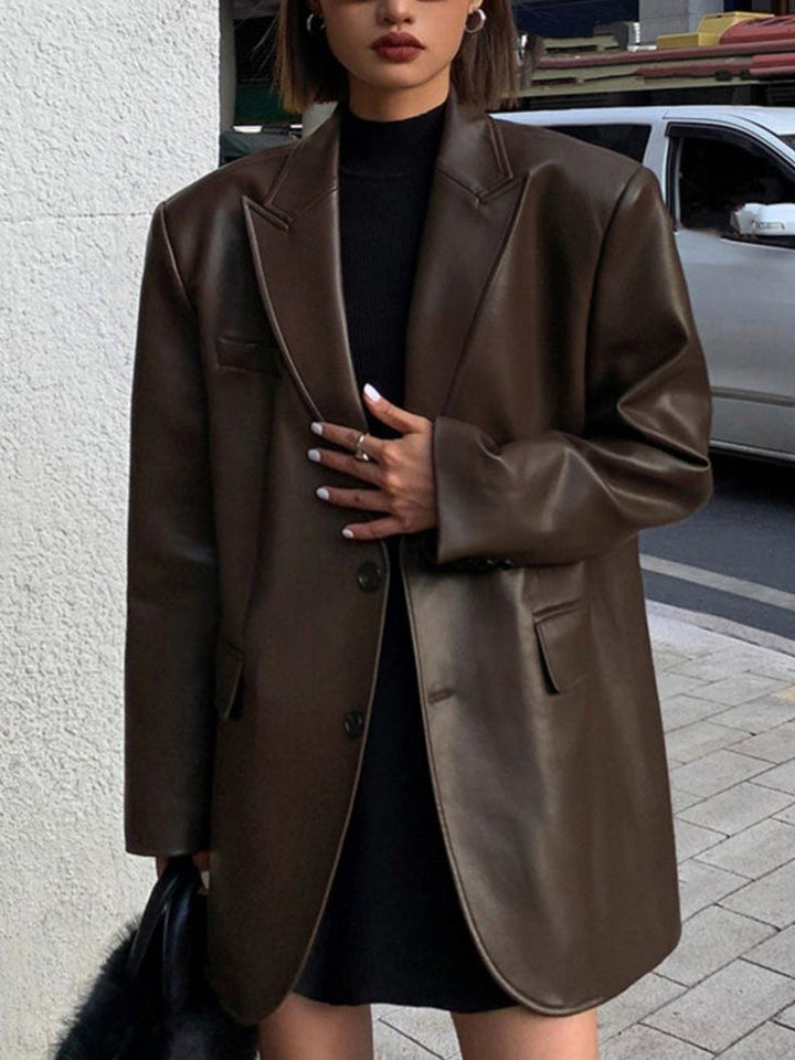 Faux Leather Women’s Blazer