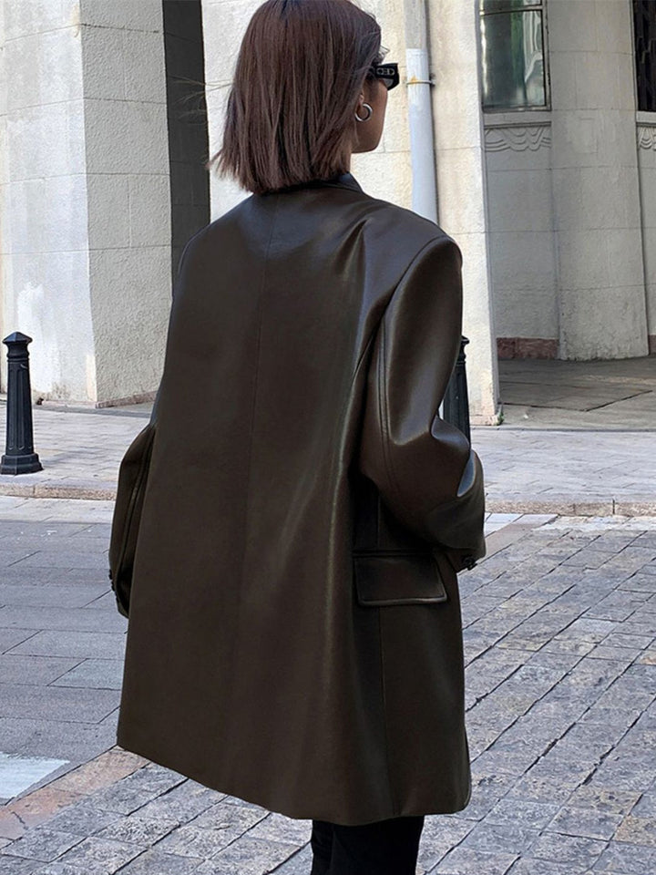 Faux Leather Women’s Blazer