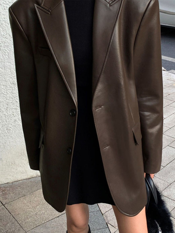 Faux Leather Women’s Blazer