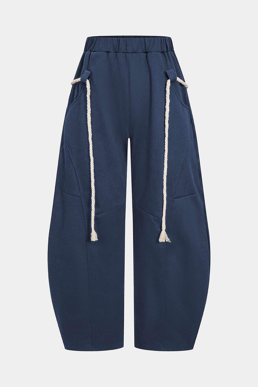 Fitted Wide Leg Pants Drawstring