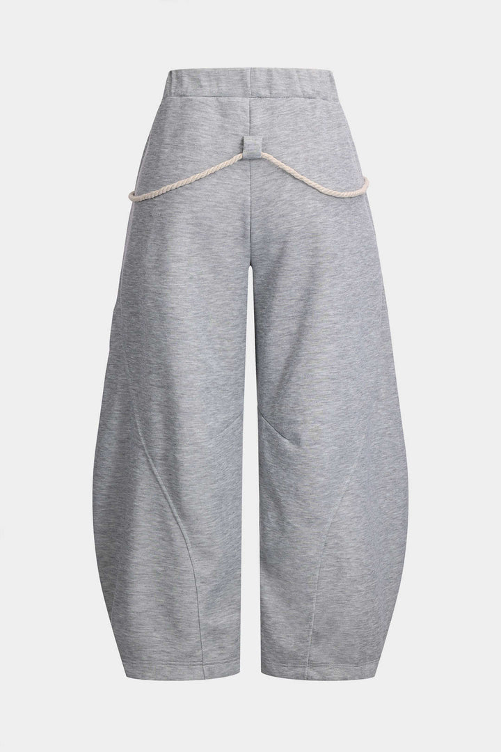Fitted Wide Leg Pants Drawstring
