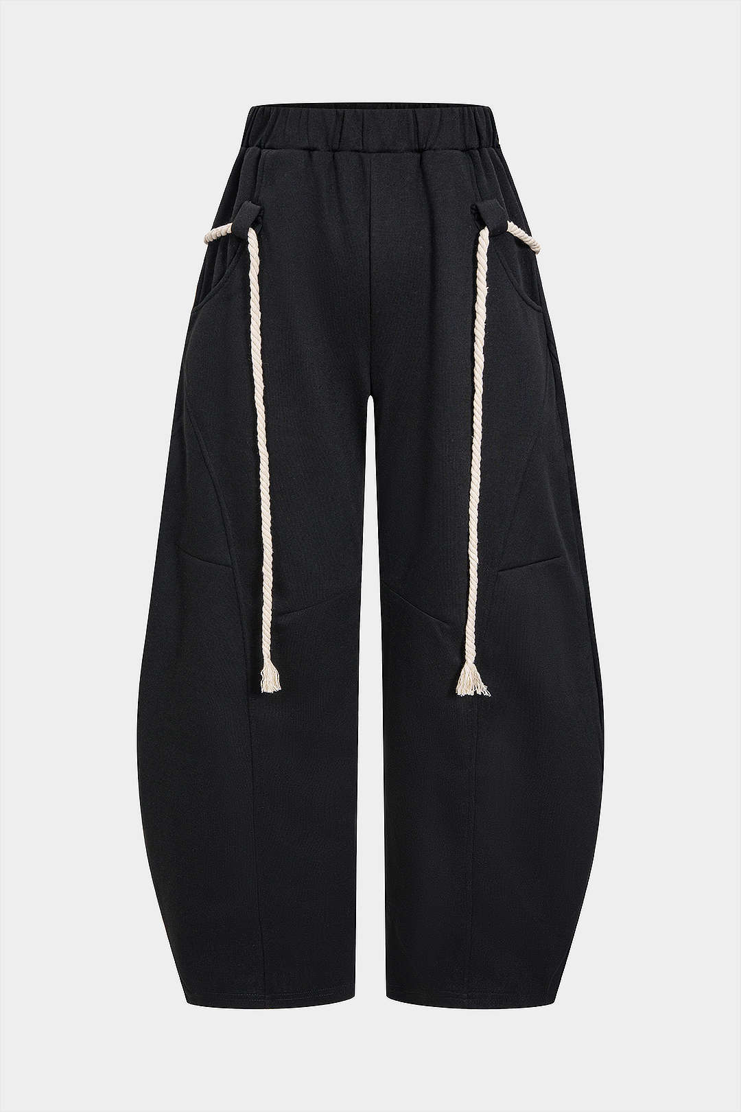 Fitted Wide Leg Pants Drawstring