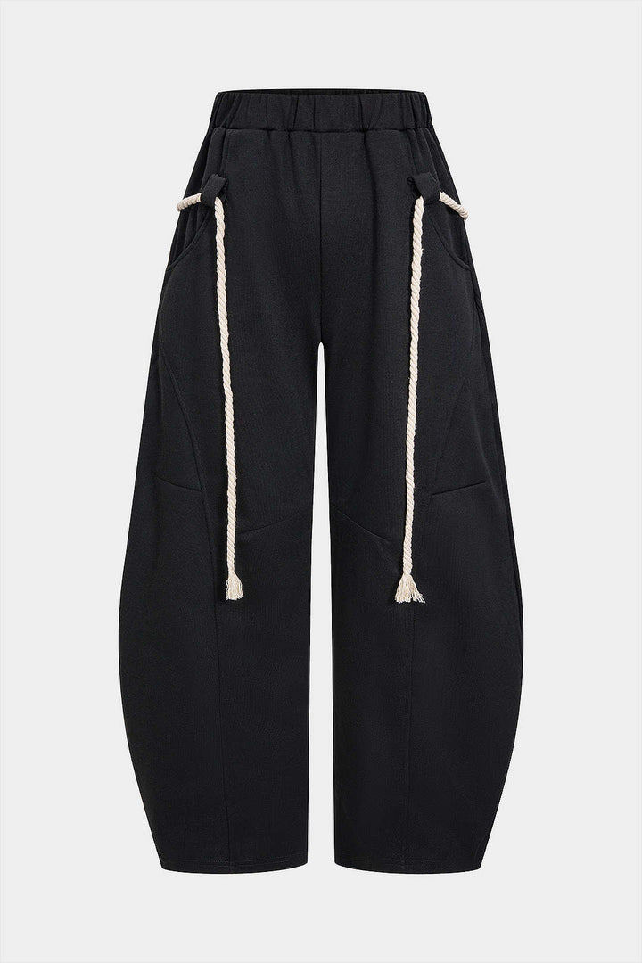 Fitted Wide Leg Pants Drawstring