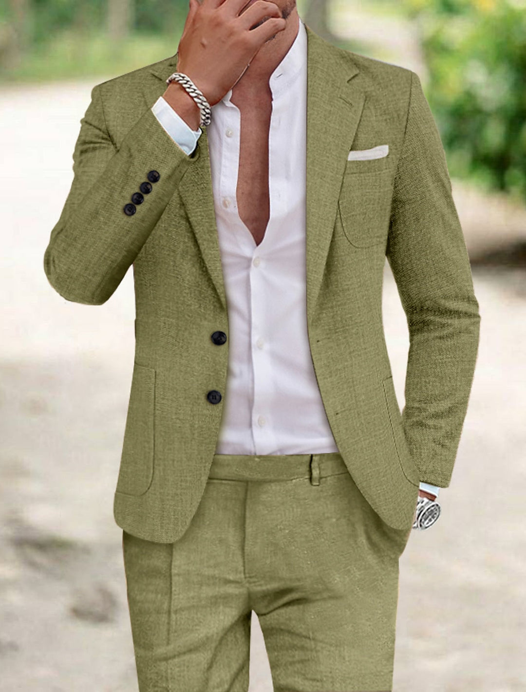 Formal Two-Piece Men’s Linen Suit