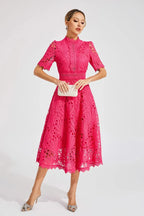 Midi A-Line Dress High Neck Women’s Elegant Gown