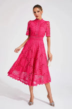 Midi A-Line Dress High Neck Women’s Elegant Gown