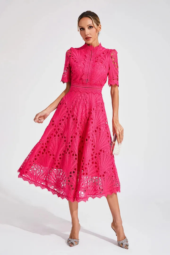 Midi A-Line Dress High Neck Women’s Elegant Gown