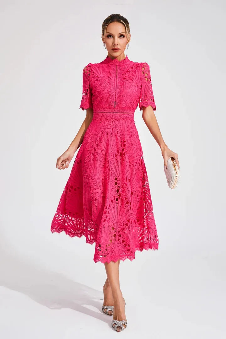 Midi A-Line Dress High Neck Women’s Elegant Gown