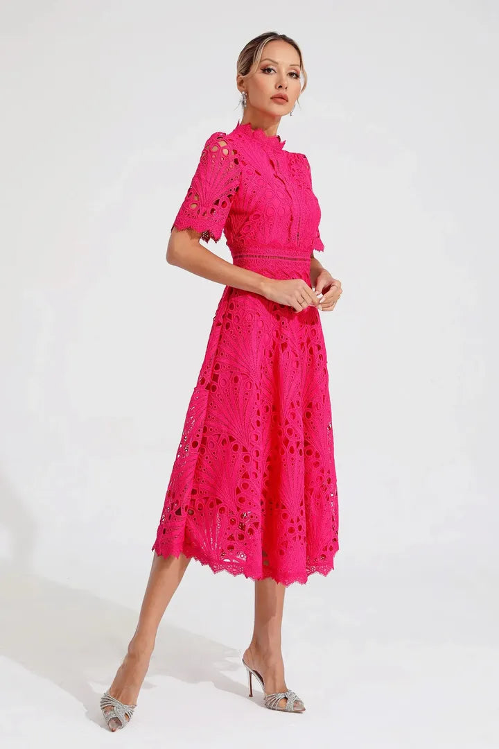 Midi A-Line Dress High Neck Women’s Elegant Gown