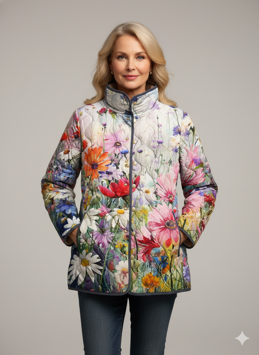 Vintage Floral Print Quilted Jacket