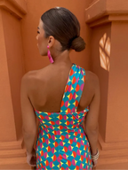 Women's Stylish Women’s One-Shoulder Printed Dress