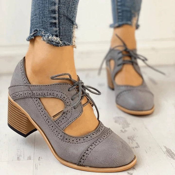 Women’s Heeled Lace Up T Strap Shoes
