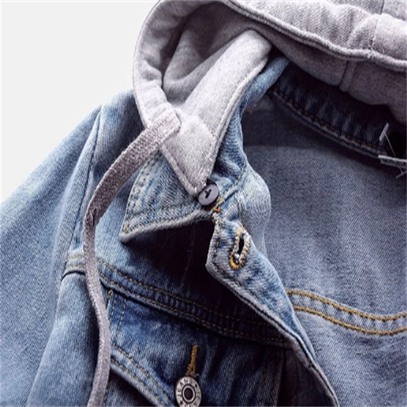 Casual denimjack met capuchon, blauw