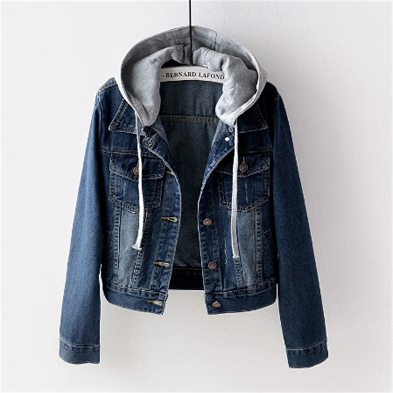 Casual denimjack met capuchon, blauw