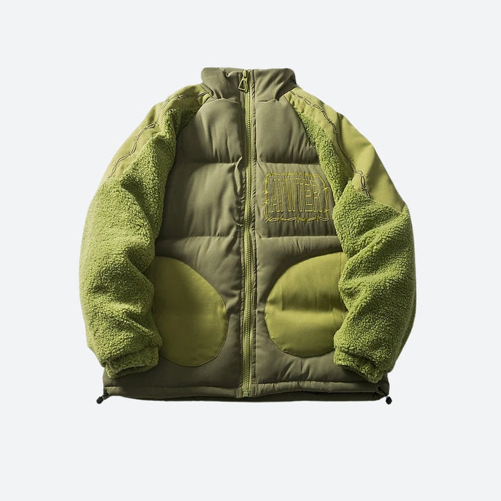 High Neck Faux Fur Puffer Jacket