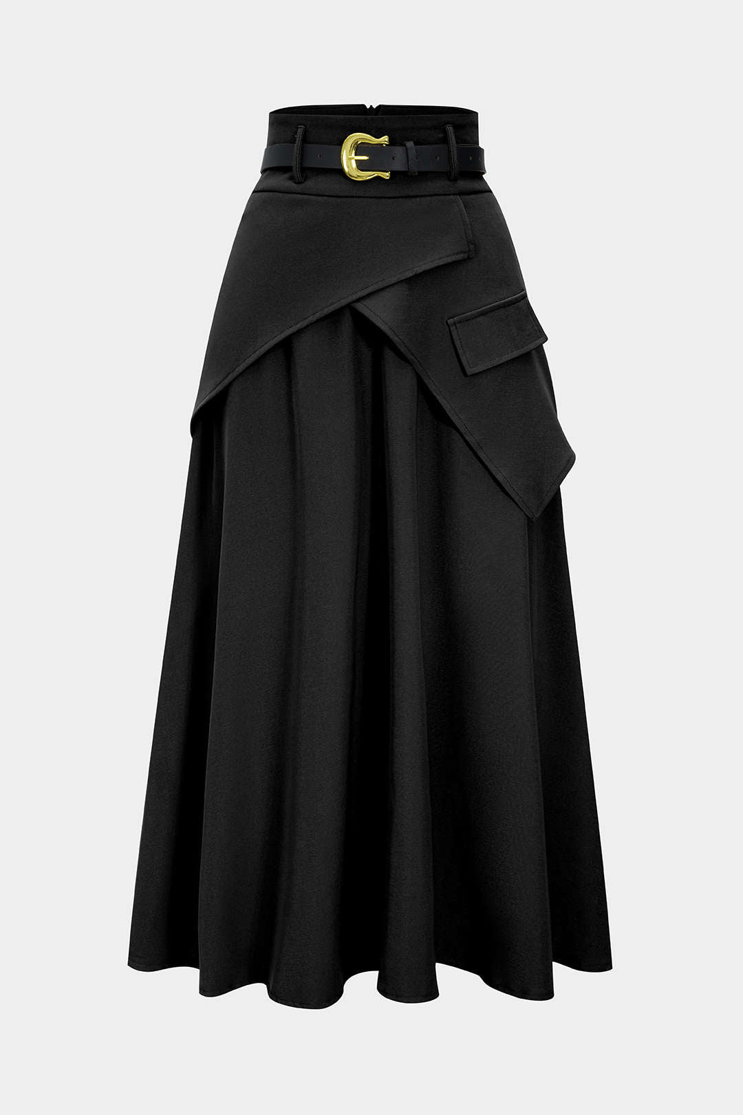 High Waisted Ruched Skirt with Asymmetrical Hem