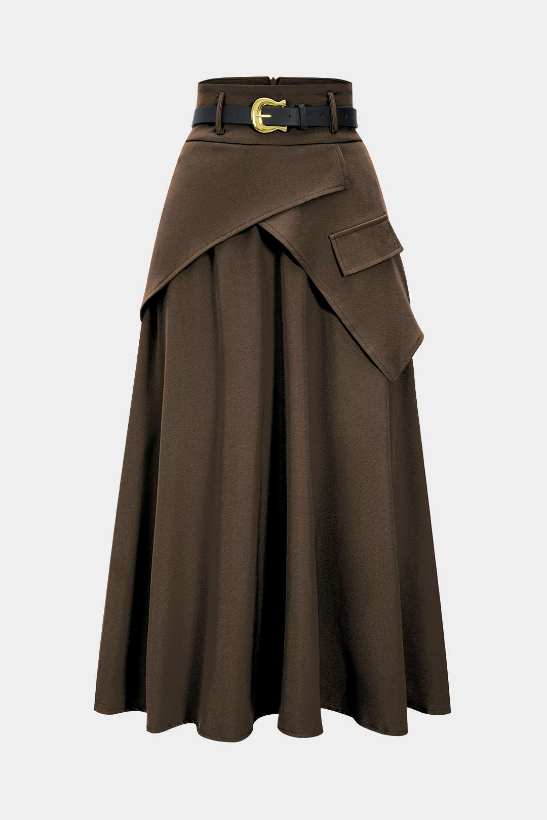 High Waisted Ruched Skirt with Asymmetrical Hem