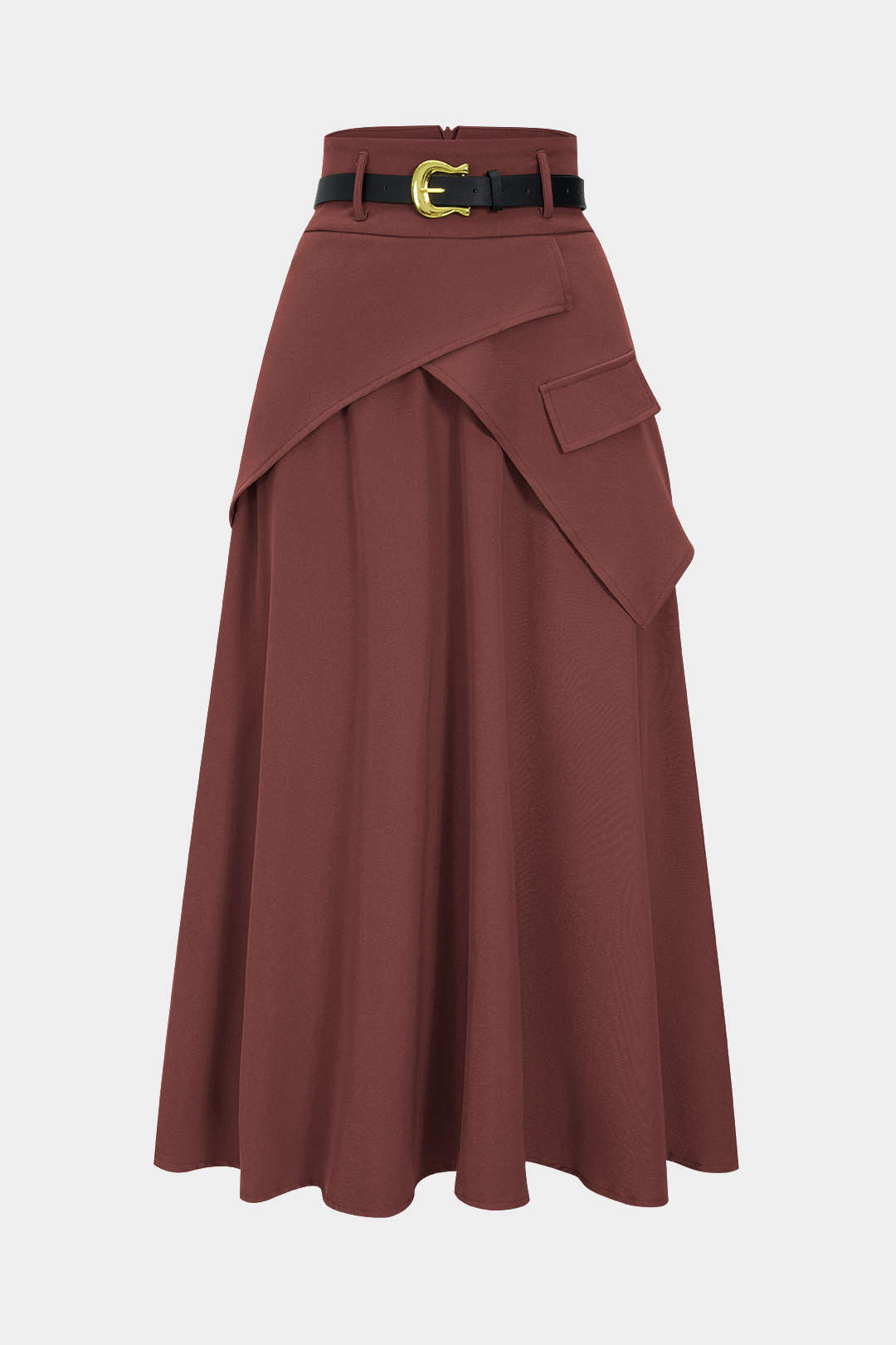 High Waisted Ruched Skirt with Asymmetrical Hem