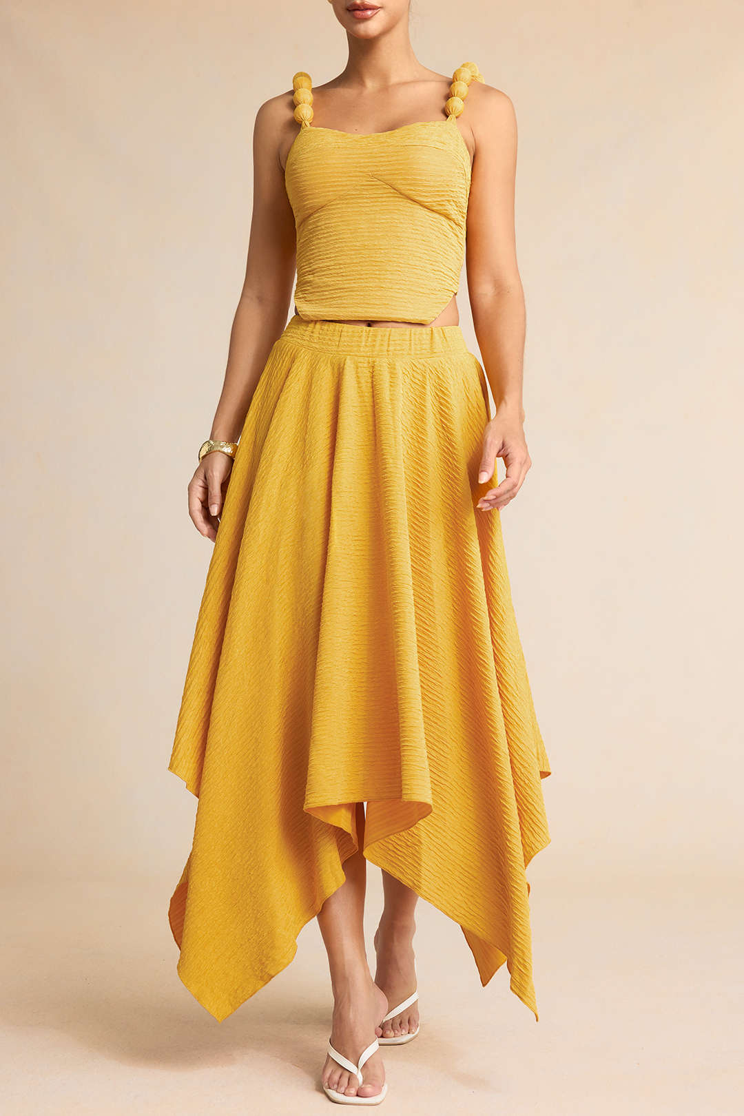High Waisted Skirt with Textured Finish