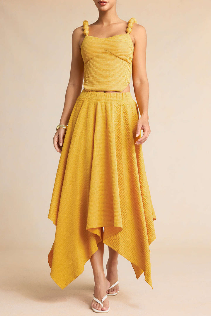 High Waisted Skirt with Textured Finish