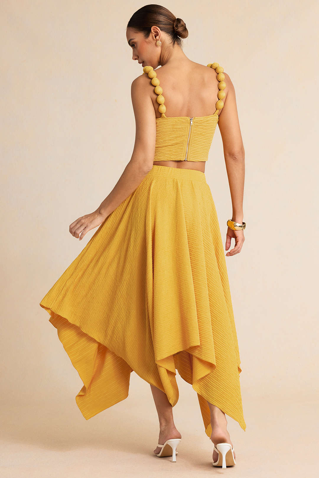 High Waisted Skirt with Textured Finish