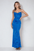 Floral Strap Maxi Dress in Royal Blue