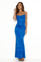 Floral Strap Maxi Dress in Royal Blue