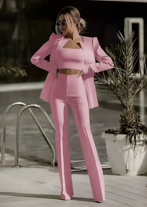 3-Piece Set with Blazer, Top and Trousers