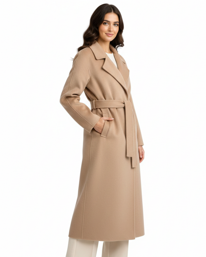 Long Mixed Wool Notch Coat