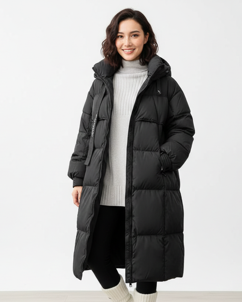 Long Warm Hooded Relaxed Parka