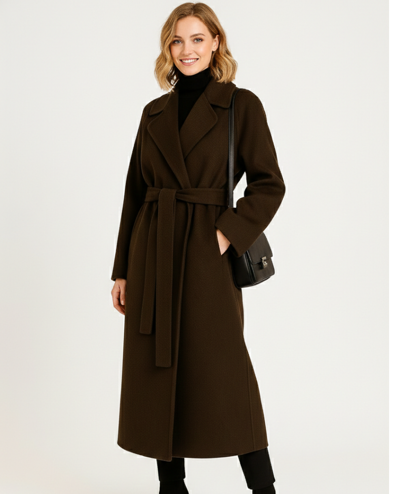 Long Mixed Wool Notch Coat