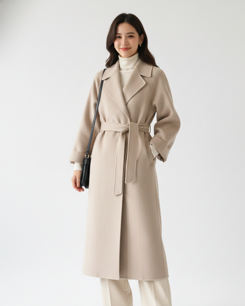 Long Mixed Wool Notch Coat