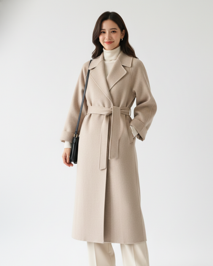 Long Mixed Wool Notch Coat