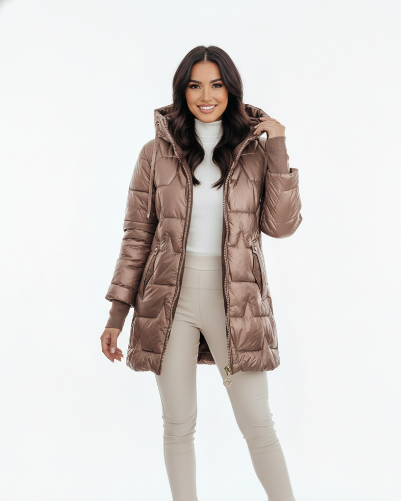 Hooded Button Pocket Winter Coat