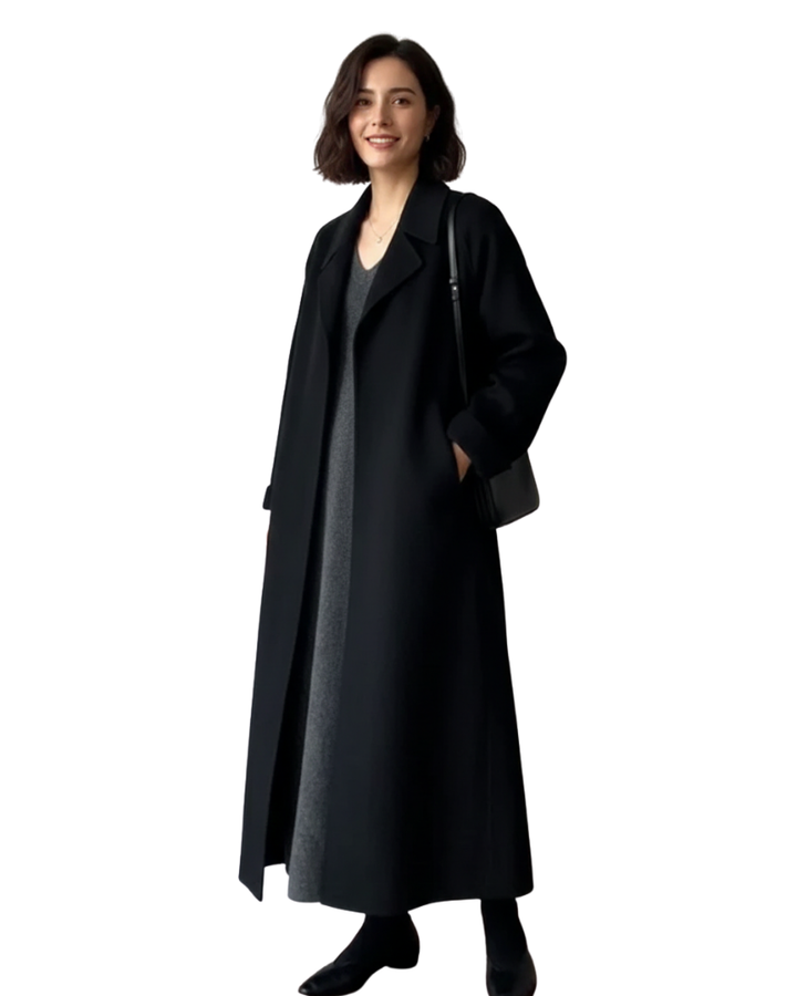 Long Mixed Wool Notch Coat