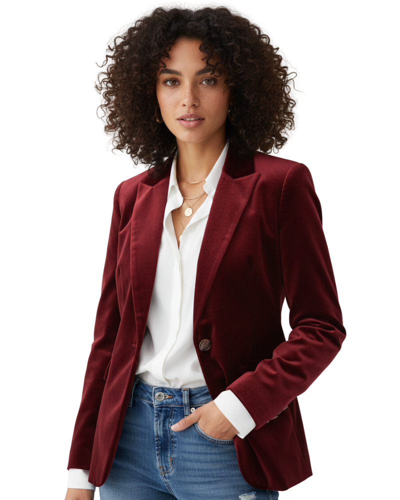Chic Green Velvet Gold Blazer
