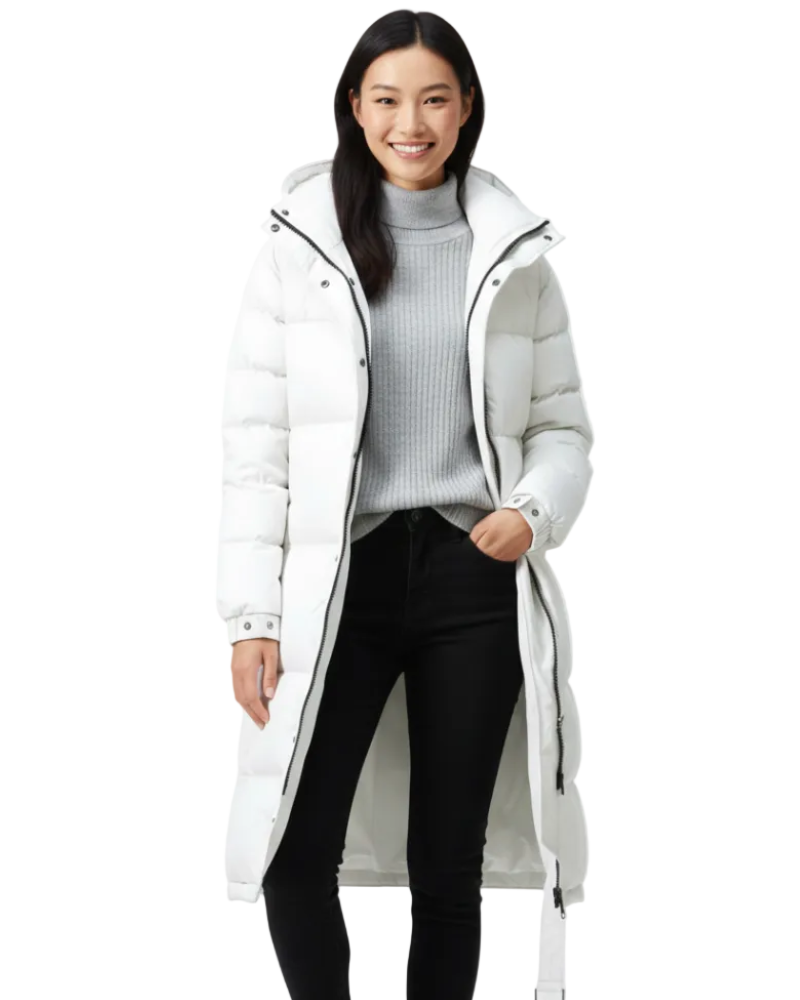 Long Quilted Hooded Winter Coat