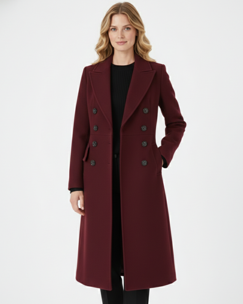 Long Notch Lapel Wool Coat