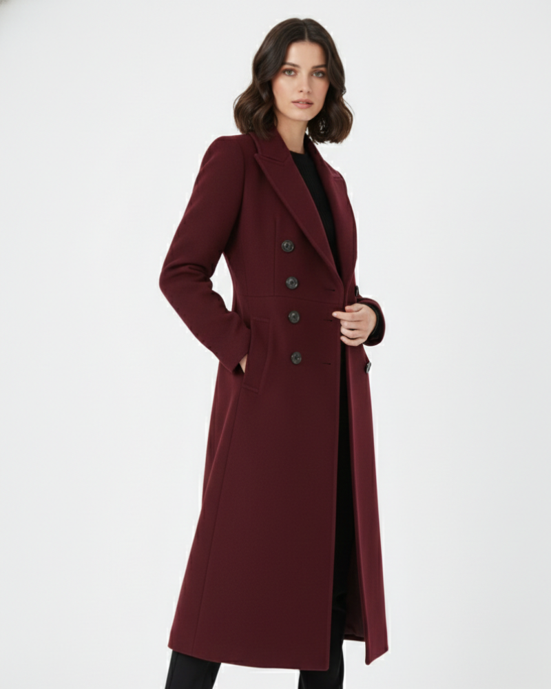 Long Notch Lapel Wool Coat
