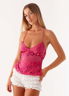 Party Top with Pearls and Spaghetti Straps